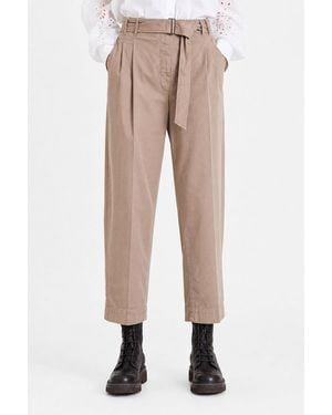 Brunello Cucinelli Cotton Belted Trousers - Natural