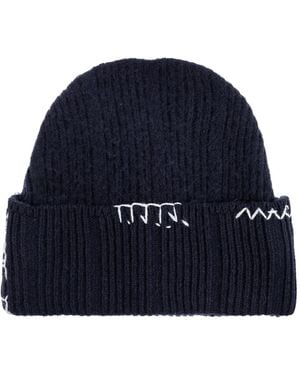 Marni Wool Beanie With Stitching - Blue