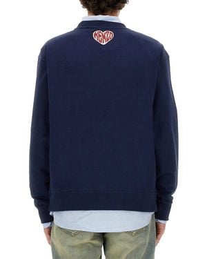 KENZO Sweatshirt With Logo Cotton Sweatshirts - Blue