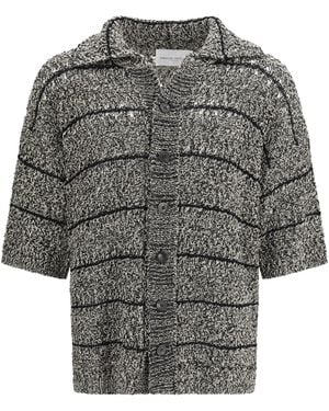 Roberto Collina Mouliné Texture Knit Shirt Cotton; Polyamide - Grey