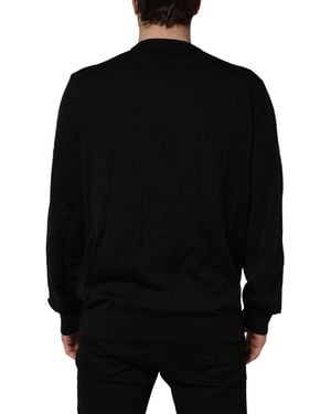 Dolce & Gabbana Graphic Logo Crew Neck Wool Pullover Jumper Virgin Clothing - Black