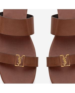 Saint Laurent Leather Sandals Babylone - Brown