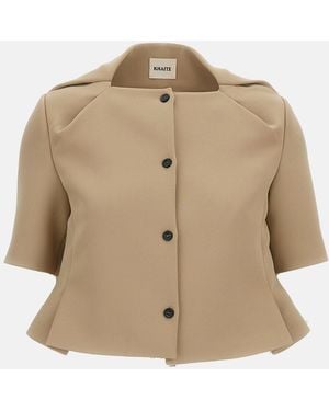 KHAITE Peplum Short Jacket - Natural