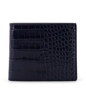 Tom Ford Croco Print Leather Wallet - Blue