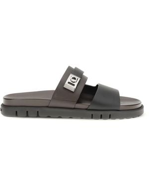 Ferragamo Double-Strap Leather Sandals - White