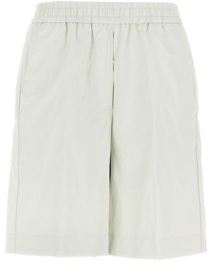 Nude Leather-Effect Bermuda Shorts Bermuda - White