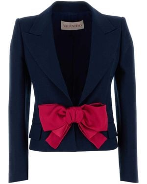 【関税＆送料込み】Valentino Garavani Blue Viscose Blazer Valentino Garavani Navy Blue Viscose Blazer | Lyst