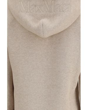 Max Mara Max Mara Embroidered Logo Cotton Hoodie - Natural