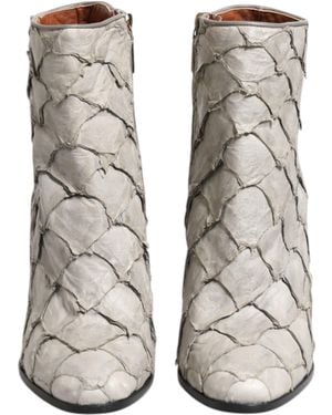 Dolce & Gabbana Ankle Boot Fish Leather Zipper - White