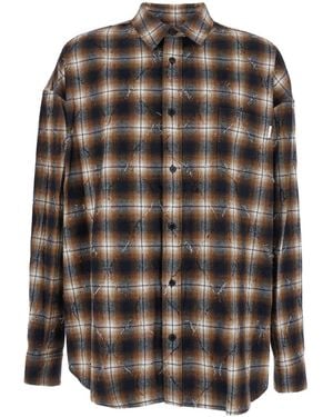 Juun.J Argyle Damaged Check Loose Fit Shirts - Black