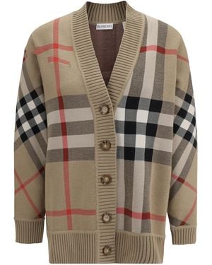 Burberry Check Archive Wool Jumper Polyester; Ovis Aries - Brown