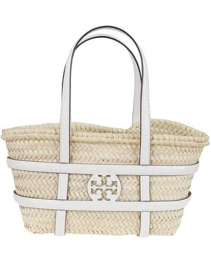 Tory Burch Ella Straw Small Basket - White