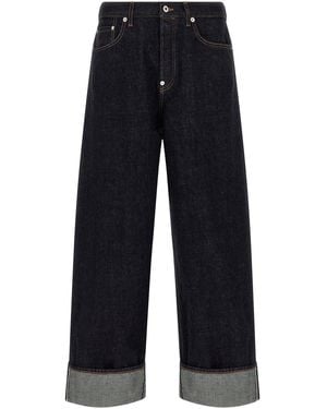 KENZO Wide-Leg Turn-Up Jeans - Blue