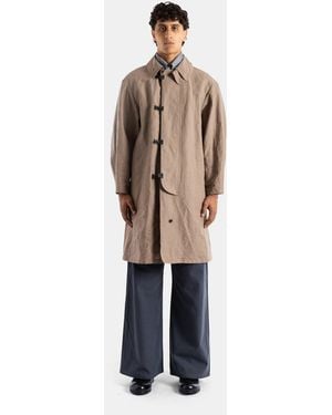 TAIGA TAKAHASHI Washi Paper And Linen Raincoat Coat - Blue