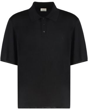 Saint Laurent Polo Cassandre Wool Jumper Shirts - Black