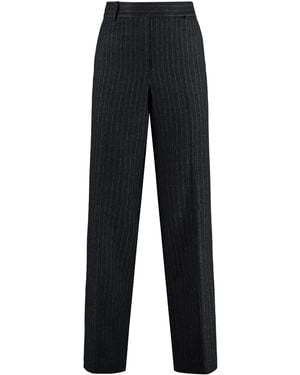 MICHAEL Michael Kors Pinstriped Wool Pants Straight - Black