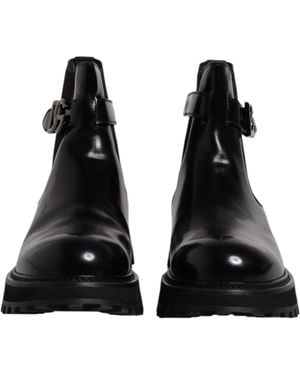 Dolce & Gabbana Belted Dg Logo Chelsea Boots Shoes Calf Leather - Black