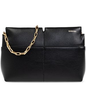 Burberry Snip Chain-Linked Clutch Bag - Black