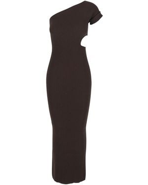 Max Mara Long Dress With Cut-Out Design Viscose - Purple