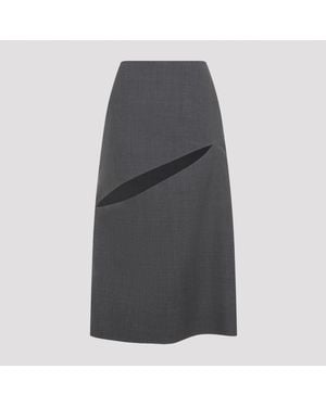 Jil Sander Midi Skirt Virgin Wool Silk - Gray