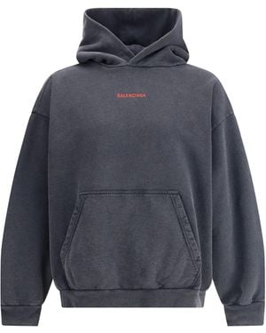 Balenciaga Logo Hooded Sweatshirt - Blue