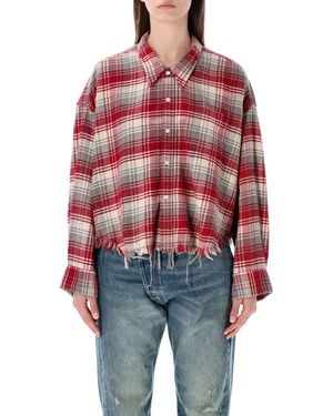 R13 Drop Neck Cropped Shirt Cotton - Red