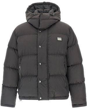 Dolce & Gabbana Dolce & Gabbana Quilted Logo Patch Down Jacket - Gray