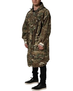 Dolce & Gabbana Camouflage Hooded Coat Jacket Nylon Clothing - Green