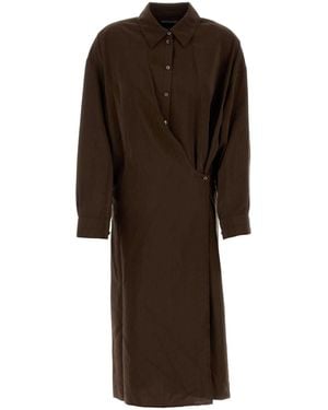 Lemaire Chocolate Silk Blend Shirt Dress - Brown