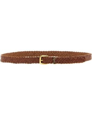 Saint Laurent Calfskin Regular Belt - White