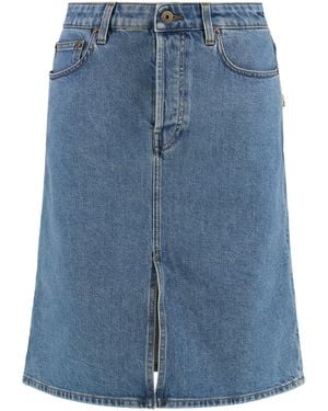 Burberry Slit Skirt Cotton - Blue