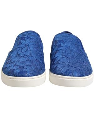 Dolce & Gabbana Leather Lace Slip On Trainer Shoes Polyester - Blue