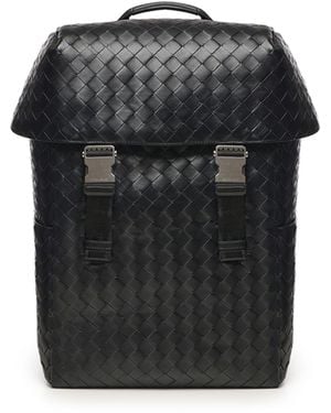 Bottega Veneta Backpack With Intreccio Flap - Black