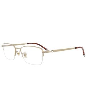 Montblanc Eyeglasses Rectangle Semi Rim, Frame And Clear Demo Lenses Lens Mb0133O003 Sunglasses - Metallic