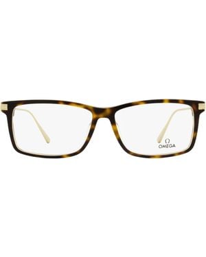 Omega Om5014 Rectangular Eyeglasses 056 Havana- 58Mm Plastic (Acetate)/Metal - Black