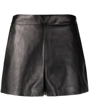 Valentino High-Waist Leather Shorts - Black