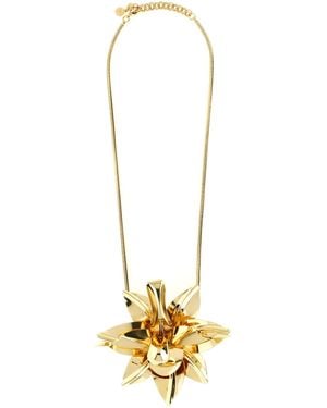 Rabanne Flower Pendant Necklace Brass Jewelry - Metallic