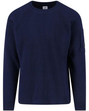C.P. Company Logo Crewneck Jumper - Blue