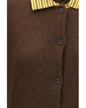 Prada Jumper With A Classic Collar And Front Button Fastening - Brown