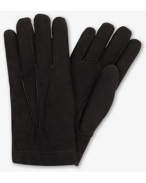Larusmiani Suede And Nutria Gloves - Black