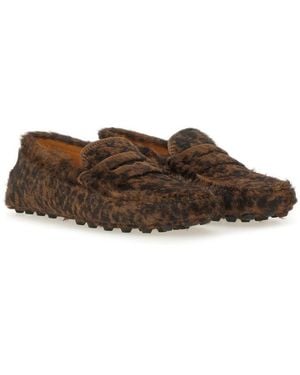 Tod's Moccasin Gommino Macro Calfskin Leather Loafers - Brown