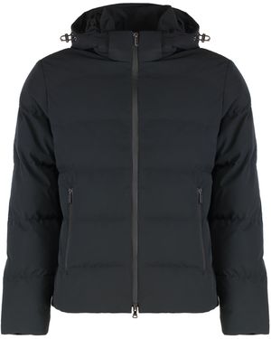 Paul & Shark Hooded Short Down Jacket Polyester; Elastane Padded - Black