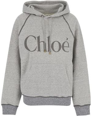 Chloé Sweatshirt With Front Logo Lettering - Gray