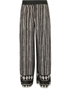 OBIDI Striped Silk Trousers - Natural