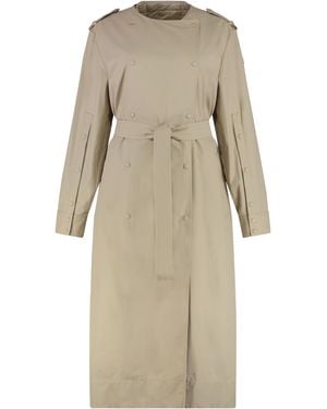 Moncler Gourdon Trench Coat Shell: Cotton & Raincoats - Natural