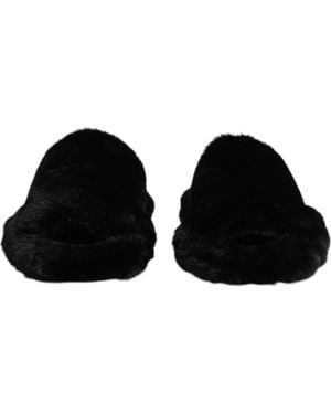 Dolce & Gabbana Faux Fur Slipon Sandals - Black
