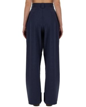 Alysi Canvas Trousers Polyester Trousers - Blue