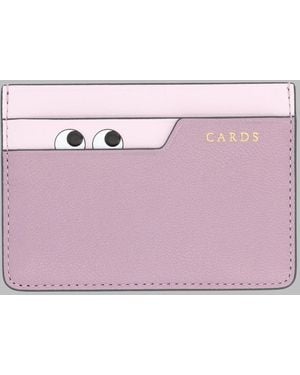 Anya Hindmarch Card Holder Peeping Eyes Leather Wallets & Purses - Pink