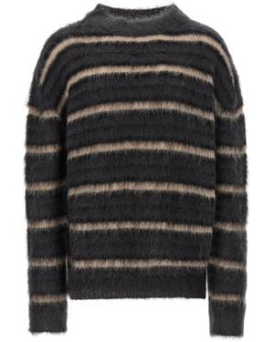 Marni Brushed Mohair Jumper With Gauze Stripe Pattern - Black