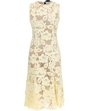Self-Portrait Crochet Lace Midi Dress Polyester - Metallic